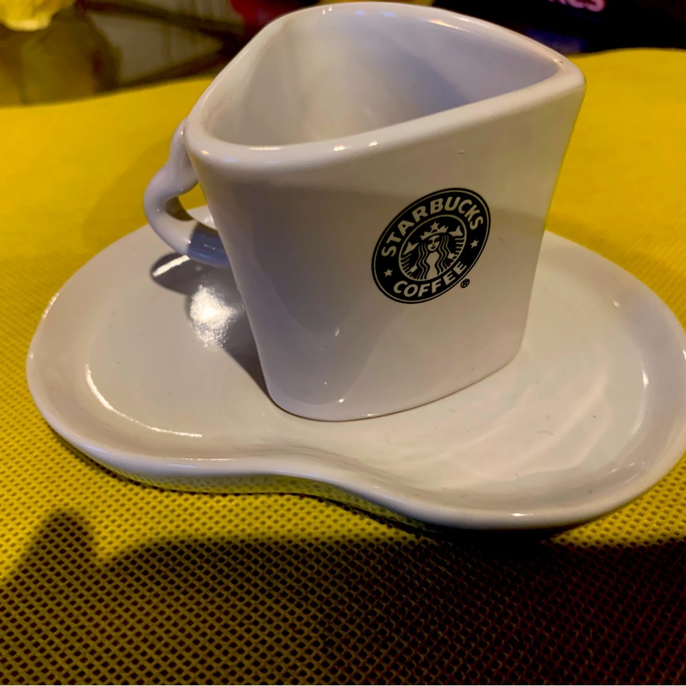 Starbucks 2008 MINI HEART ESPRESSO CUP and HEART EMBOSSED MINI TRAY. Black Siren